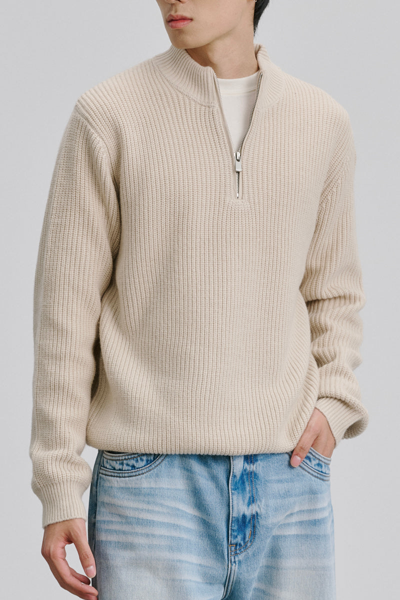 CATSSTAC Sunny Suede-Trimmed Stand-Collar Wool Blend Sweater