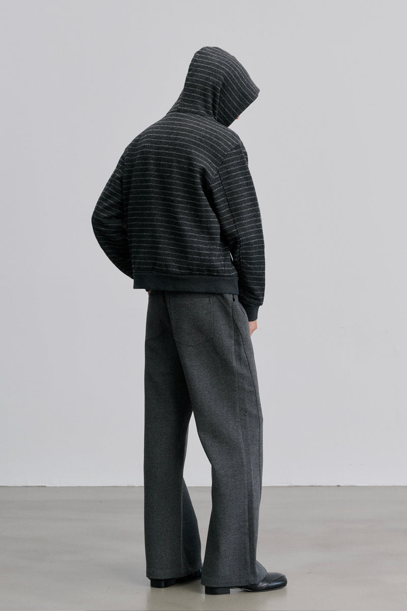 CATSSTAC Striped fleece-lined wool hooded cardigan