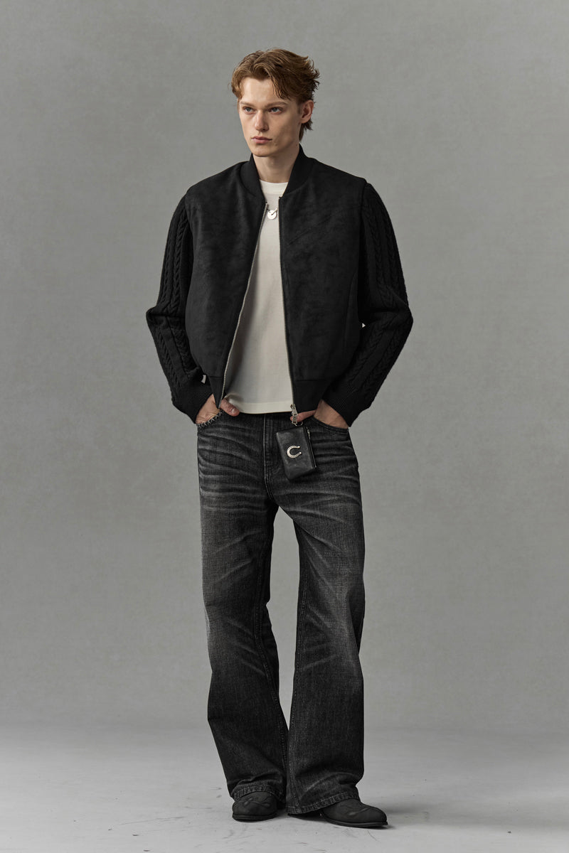 CATSSTAC Berlin Knit-Sleeve Wool-Lined Bomber Jacket
