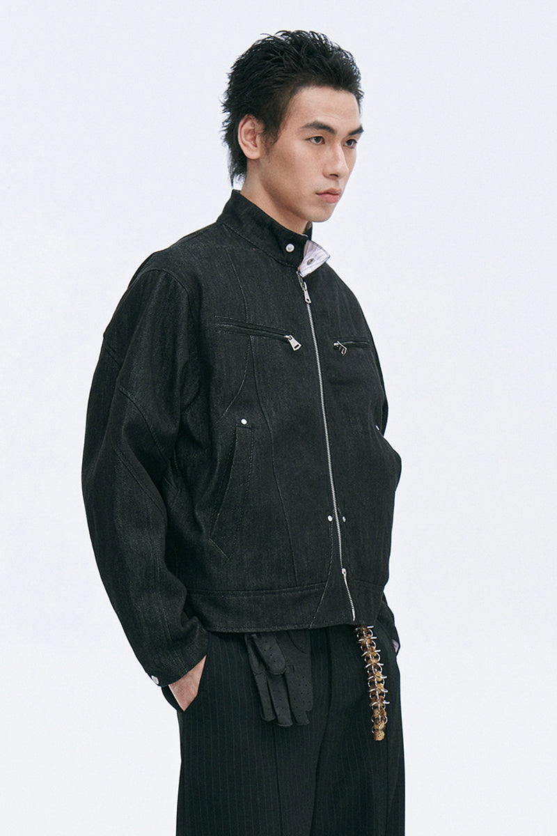 CATSSTAC Raw denim Harrington jacket