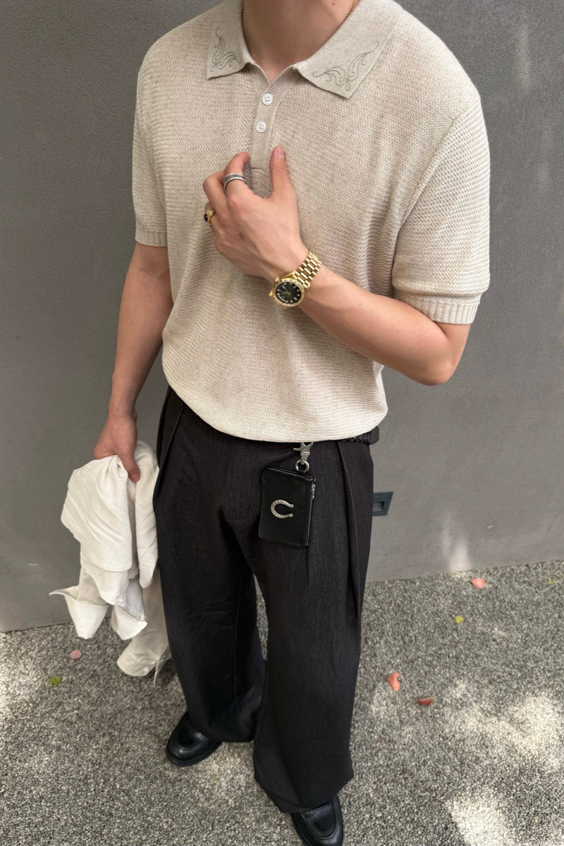 CATSSTAC Short-Sleeve Linen-Lysel Knit Top