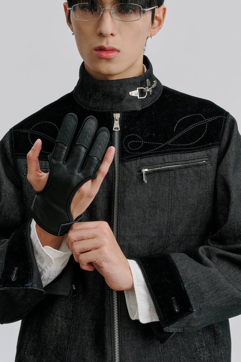 CATSSTAC Specter Raw Denim Aviator-Buckle Harrington