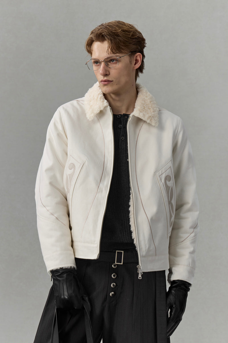 CATSSTAC Vine Applique Heavyweight Denim Sherpa Jacket