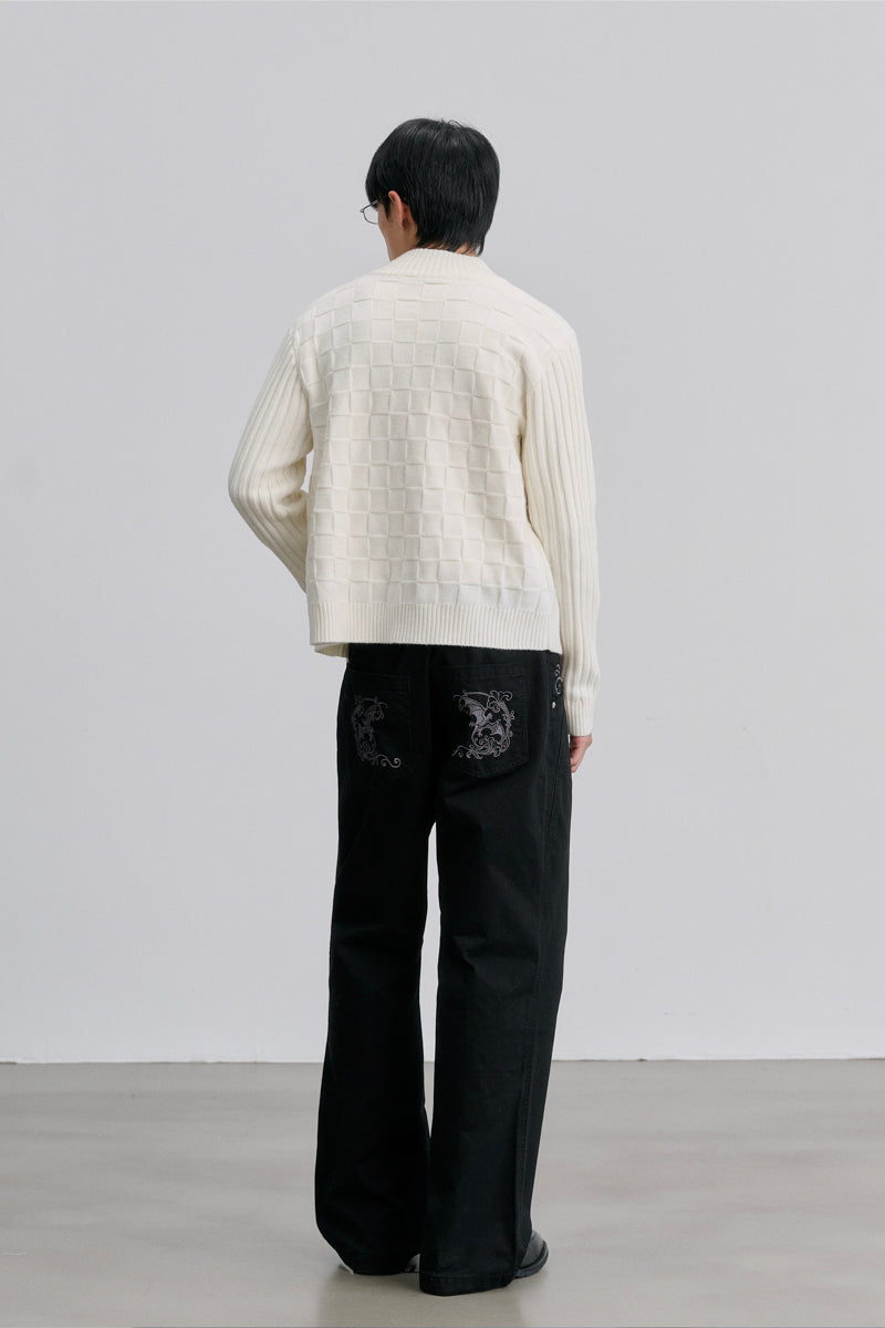 CATSSTAC Embroidered Straight-Leg Washed Work Pants