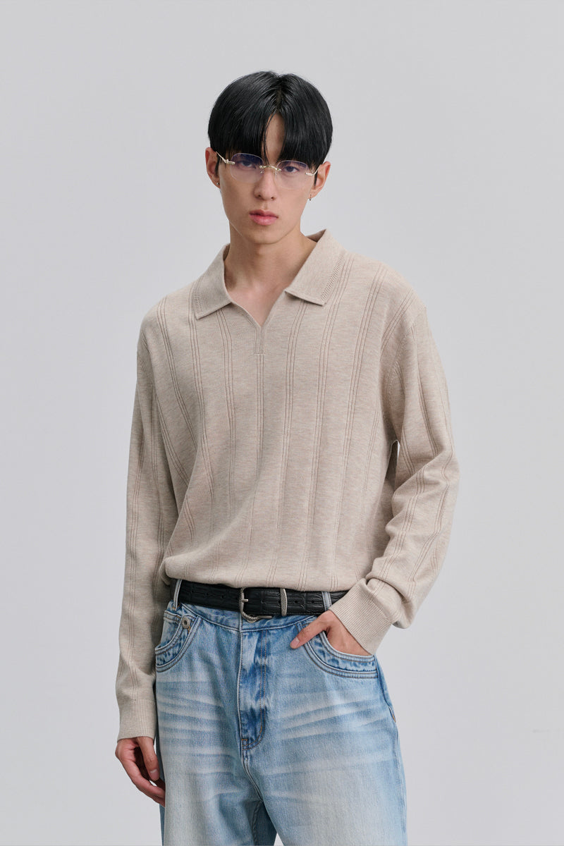 CATSSTAC Seagull-collar long-sleeve top in a silk-wool blend