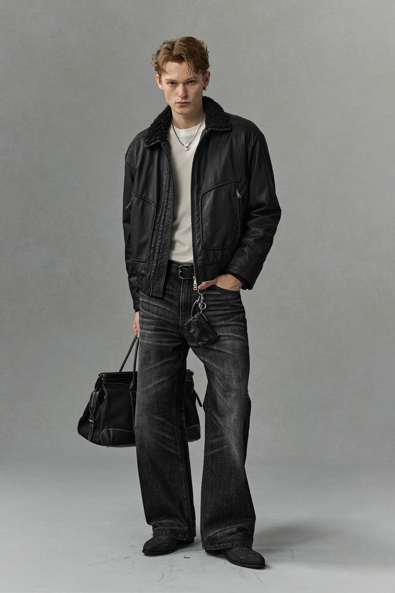 CATSSTAC Safari B2 Wool-Lined Washed Faux Leather Jacket