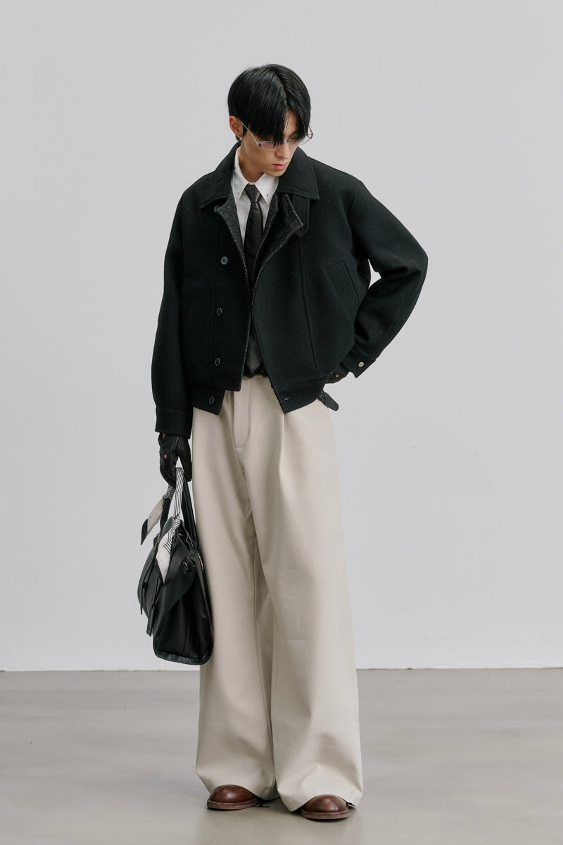 CATSSTAC Inkfold Double-Placket 40% Wool-Blend Cropped Jacket
