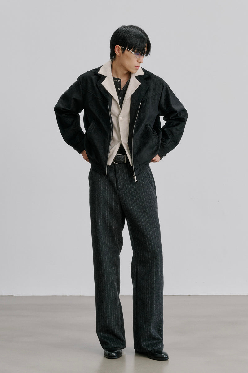 CATSSTAC Swallowtail 40% Wool Striped Straight-Leg Wool Trousers