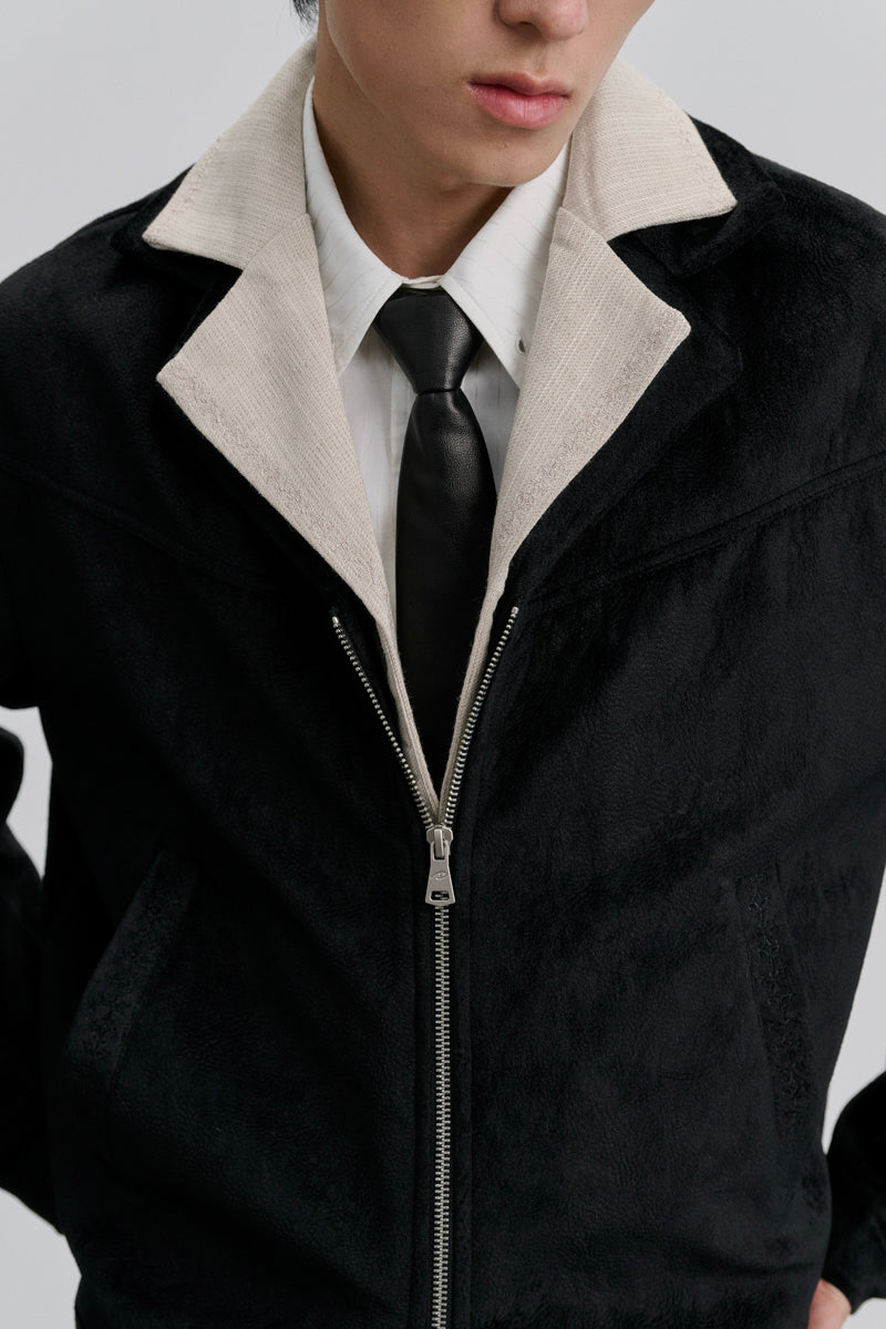 CATSSTAC Faux-layered patterned suede jacket
