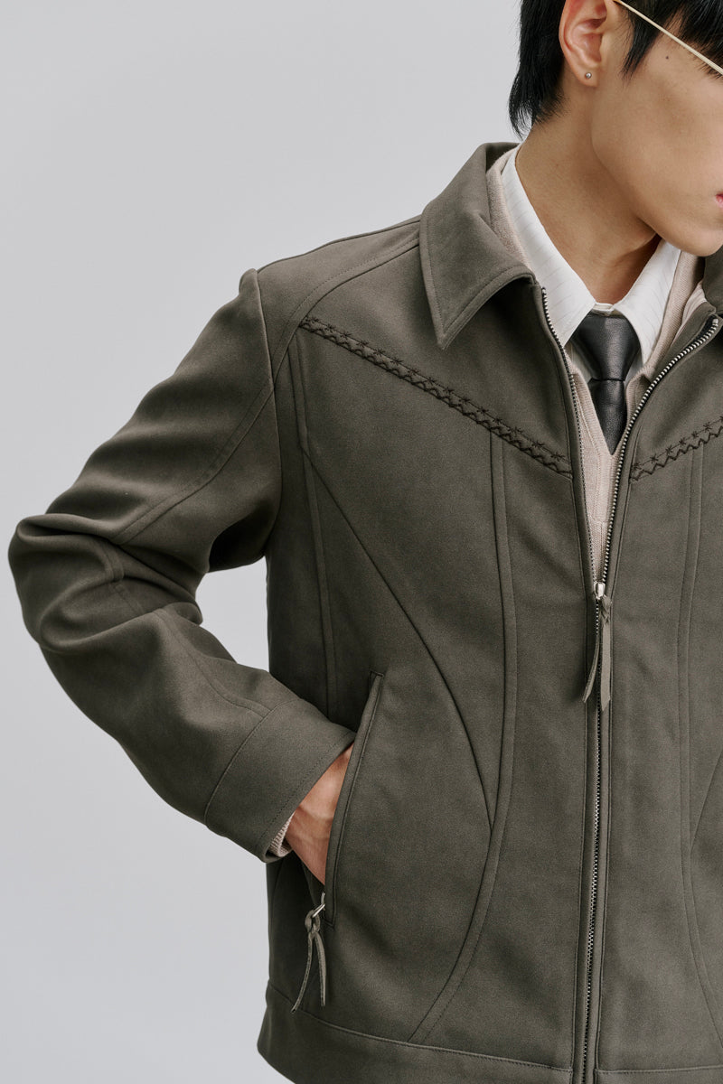 CATSSTAC Suede Embroidered Harrington Jacket