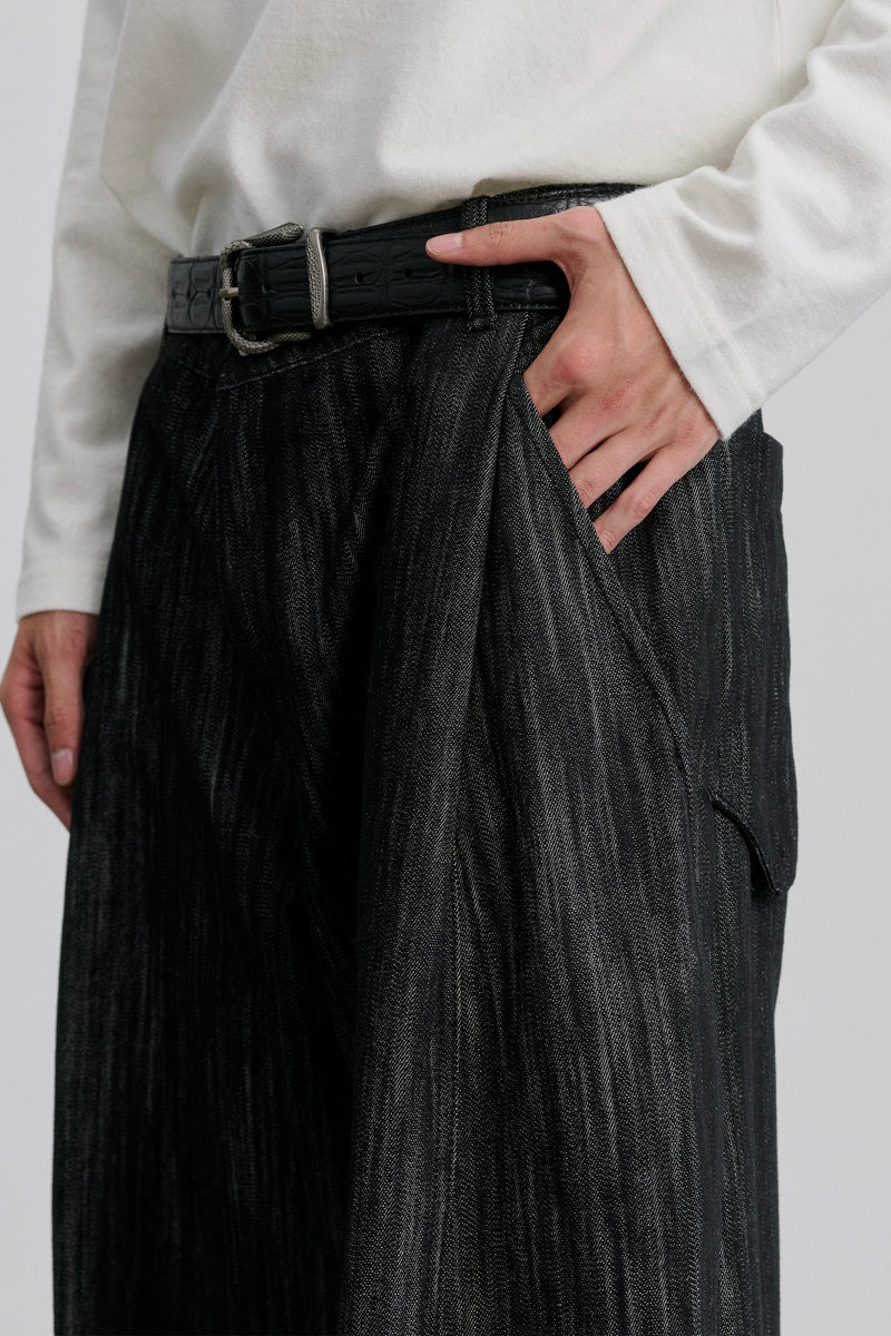 CATSSTAC Thorn-pattern A-line raw denim jeans