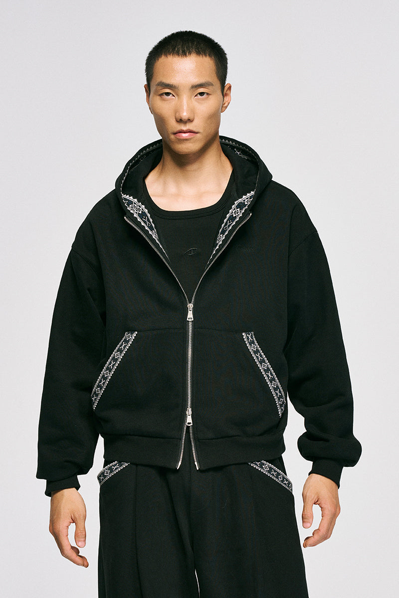 CATSSTAC ribbed zip-up hooded sweatshirt