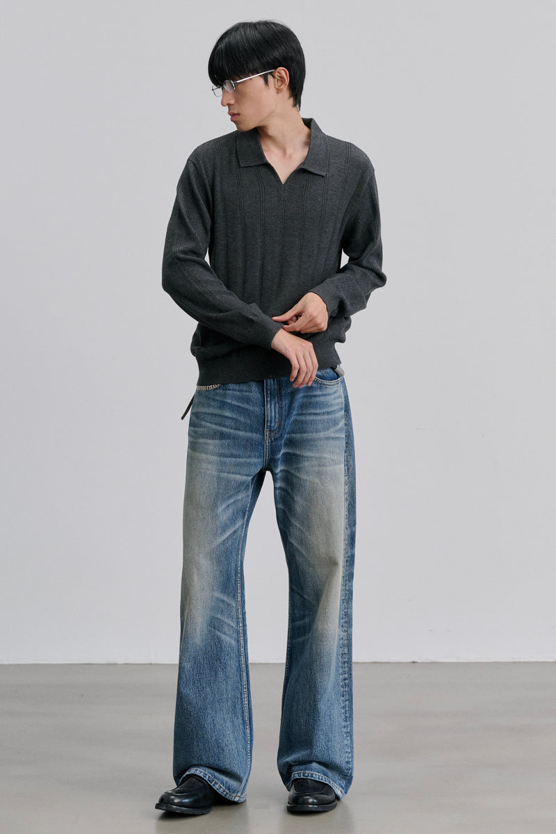 CATSSTAC Seagull-collar long-sleeve top in a silk-wool blend