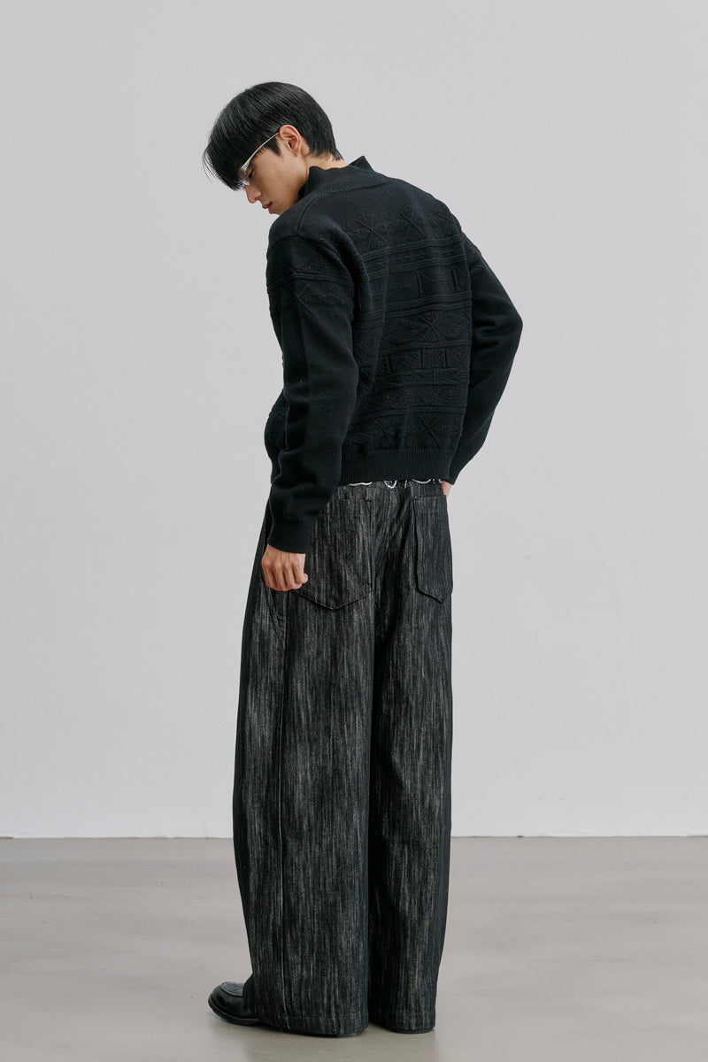 CATSSTAC Greenland Totem Lyocell Wool Stand-Collar Cardigan