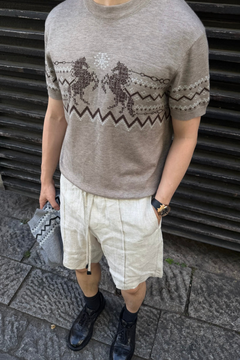 CATSSTAC Short-sleeve shirt with straight shoulders in a wool blend