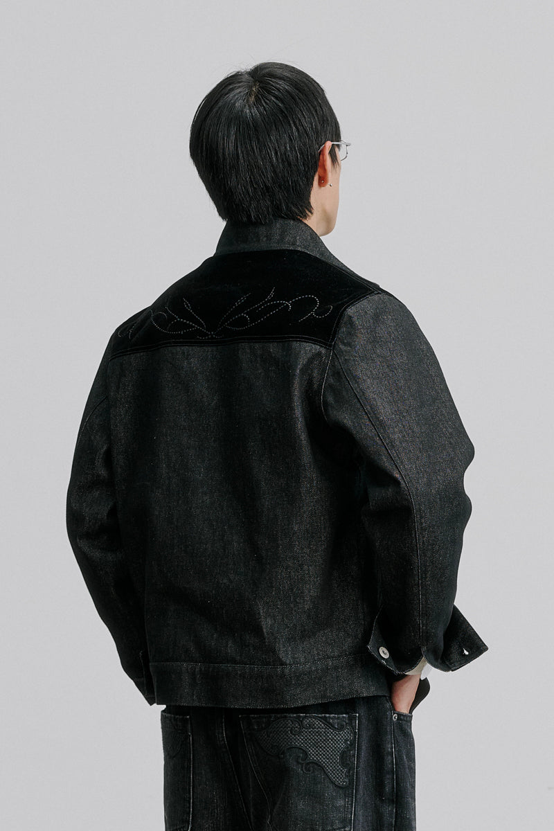 CATSSTAC Specter Raw Denim Aviator-Buckle Harrington