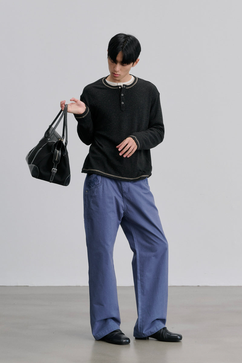 CATSSTAC Embroidered Straight-Leg Washed Work Pants