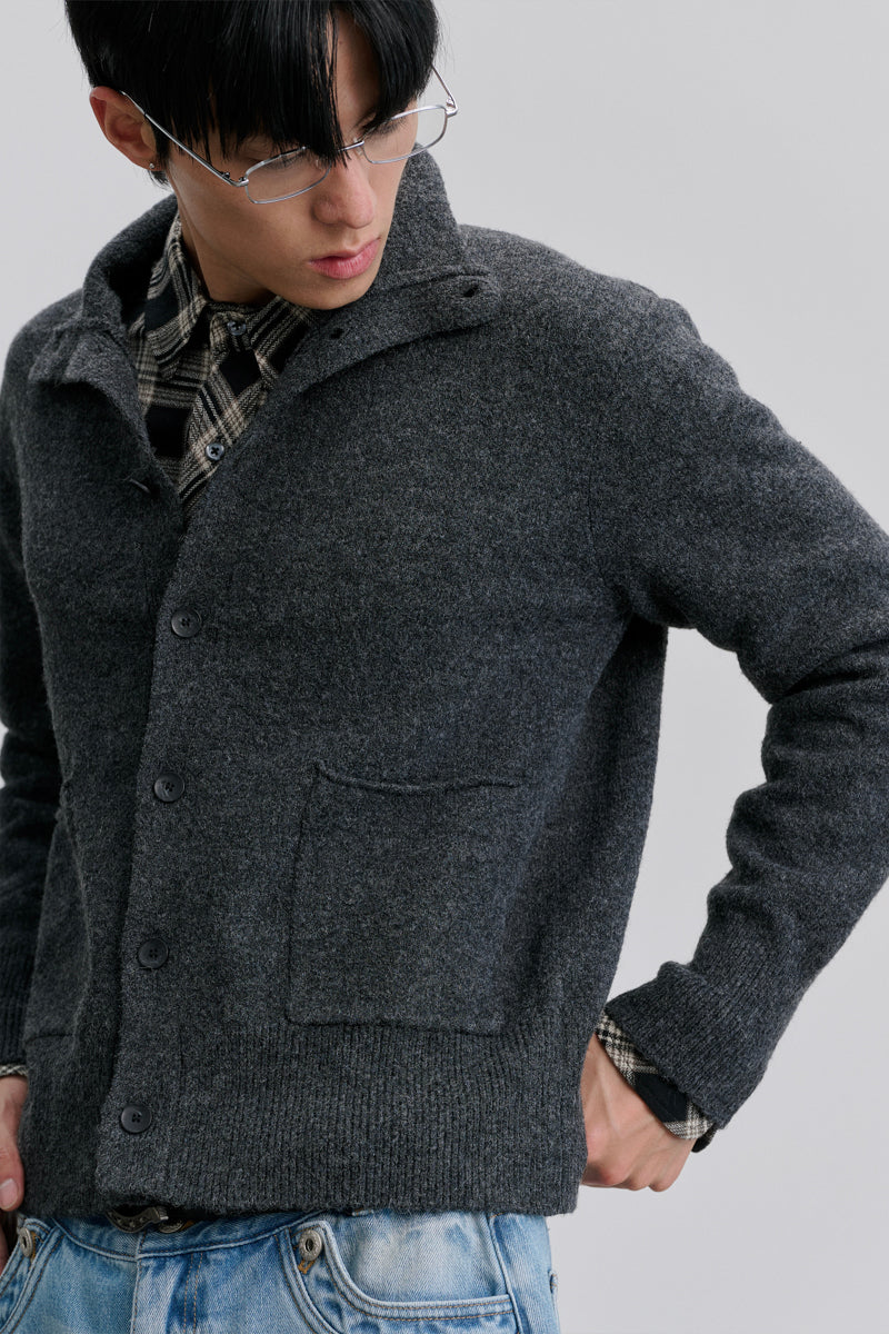 CATSSTAC Collared knit wool cardigan