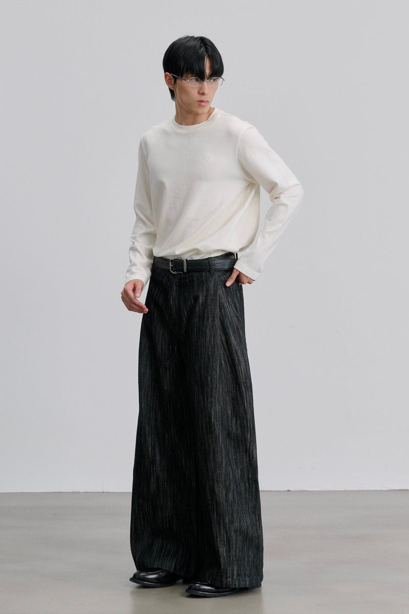 CATSSTAC Thorn-pattern A-line raw denim jeans