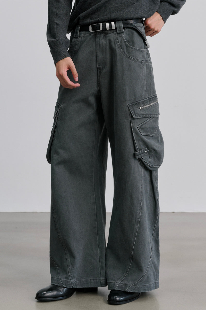 CATSSTAC Curved-seam cargo pants with side pockets