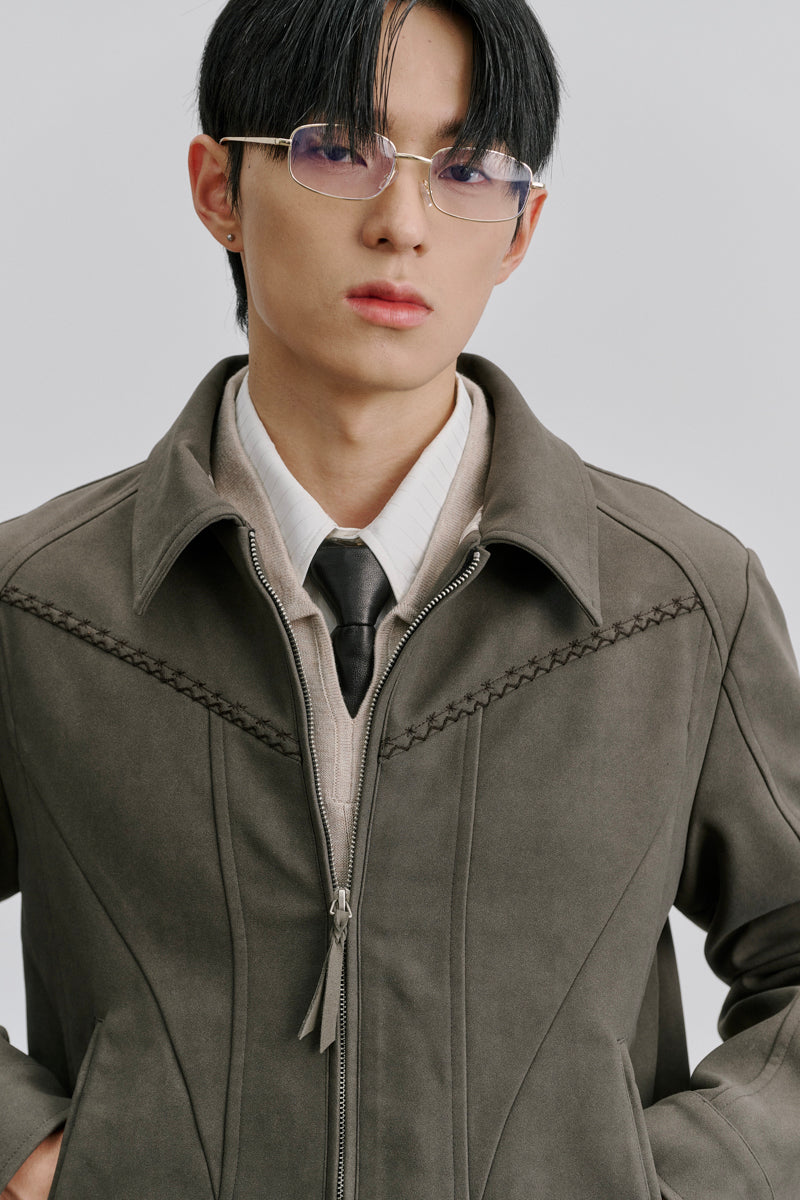 CATSSTAC Suede Embroidered Harrington Jacket