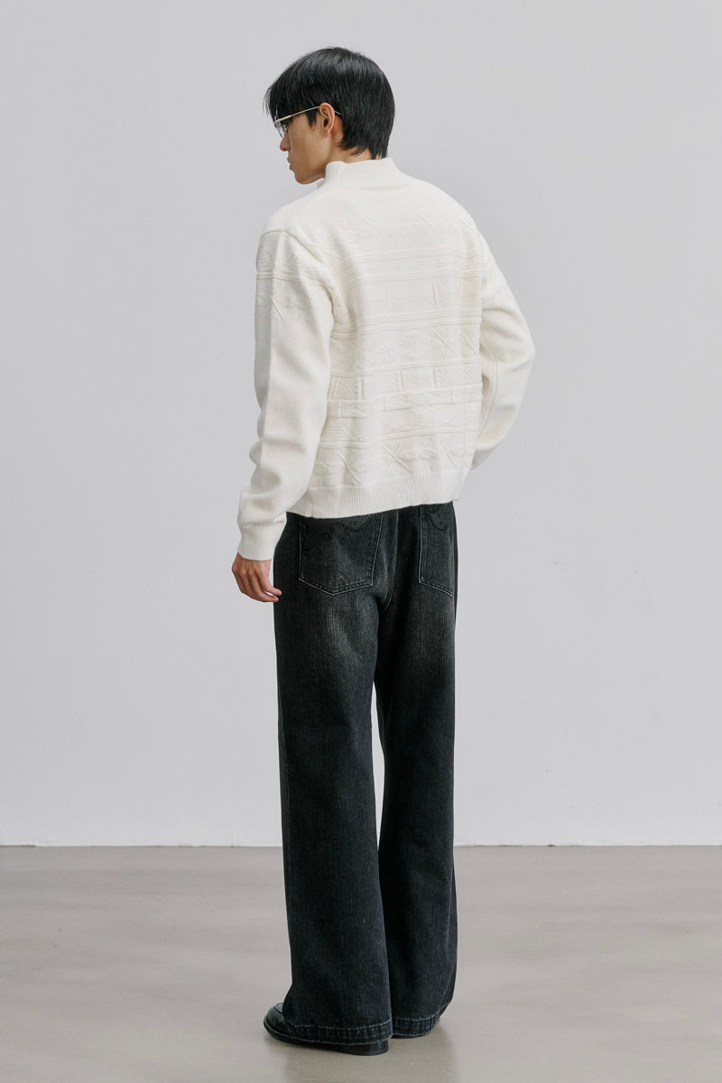 CATSSTAC Greenland Totem Lyocell Wool Stand-Collar Cardigan