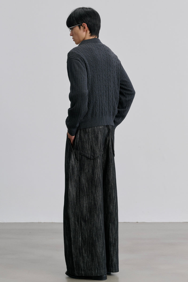 CATSSTAC Thorn-pattern A-line raw denim jeans