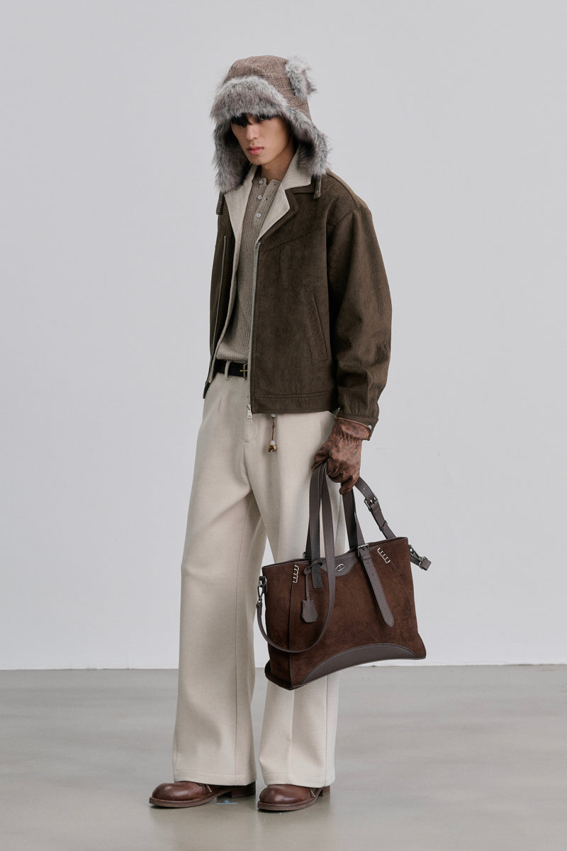 CATSSTAC Faux-layered patterned suede jacket