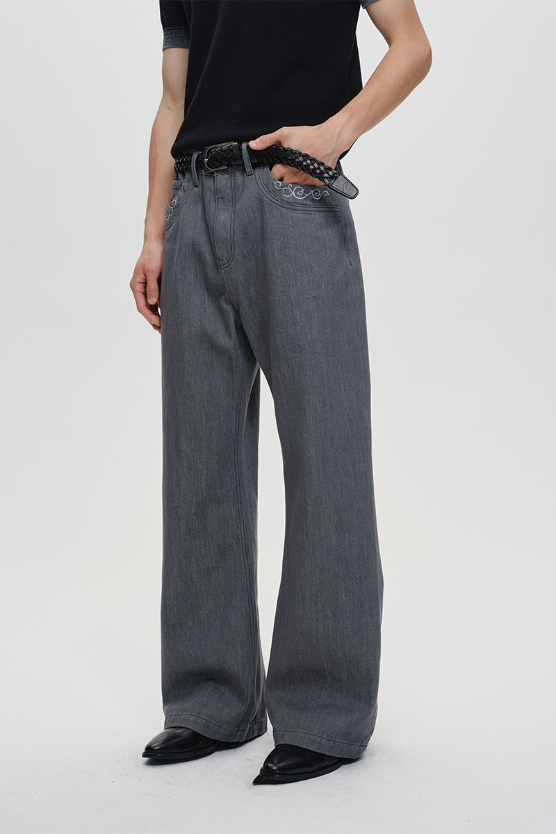 CATSSTAC Preserved Flower Embroidered Vintage Jeans