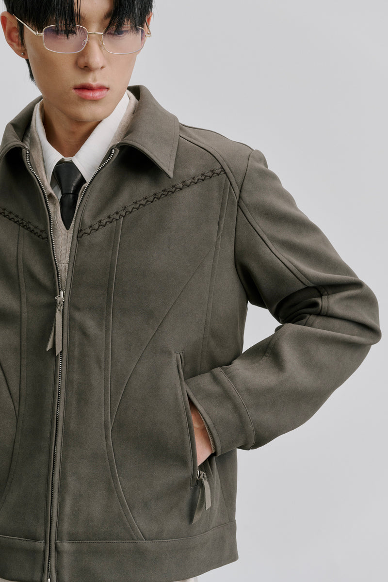 CATSSTAC Suede Embroidered Harrington Jacket