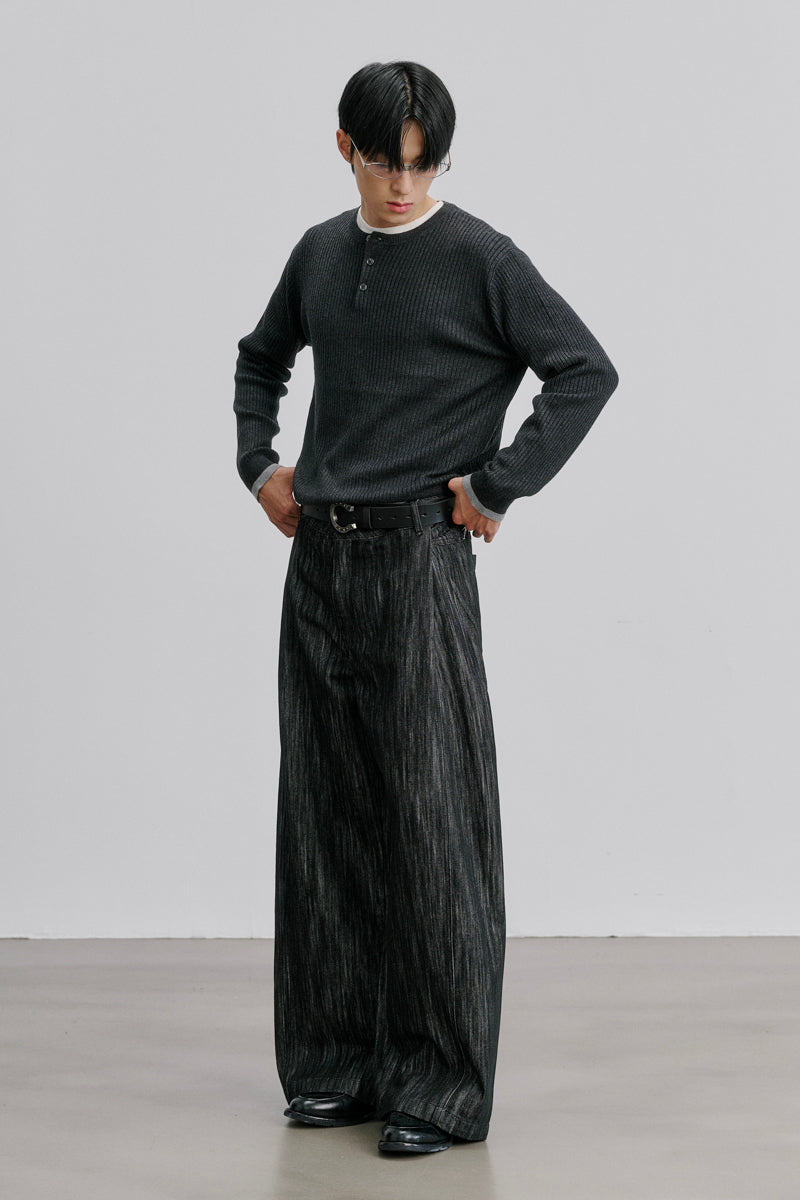 CATSSTAC Thorn-pattern A-line raw denim jeans