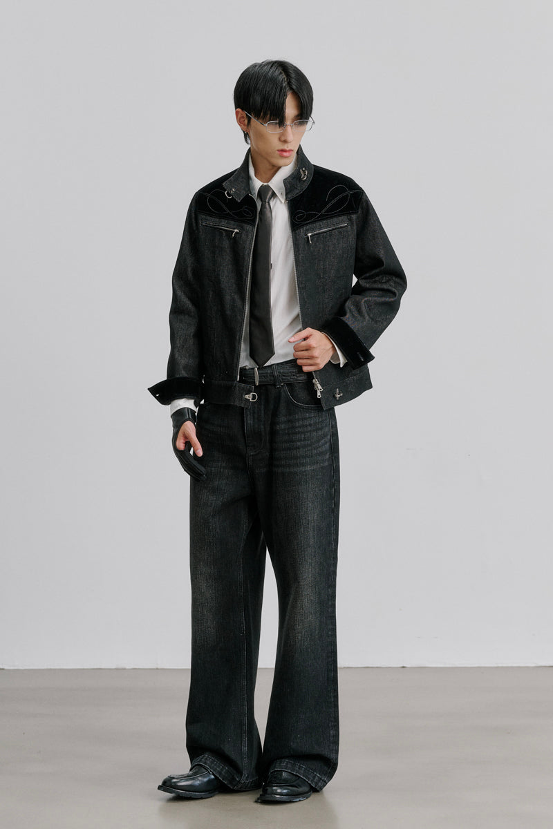 CATSSTAC Specter Raw Denim Aviator-Buckle Harrington