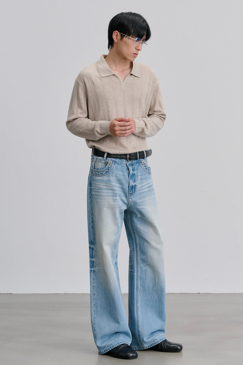 CATSSTAC Seagull-collar long-sleeve top in a silk-wool blend