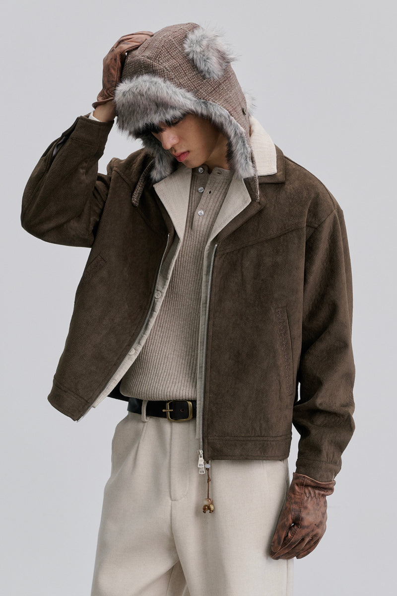 CATSSTAC Faux-layered patterned suede jacket