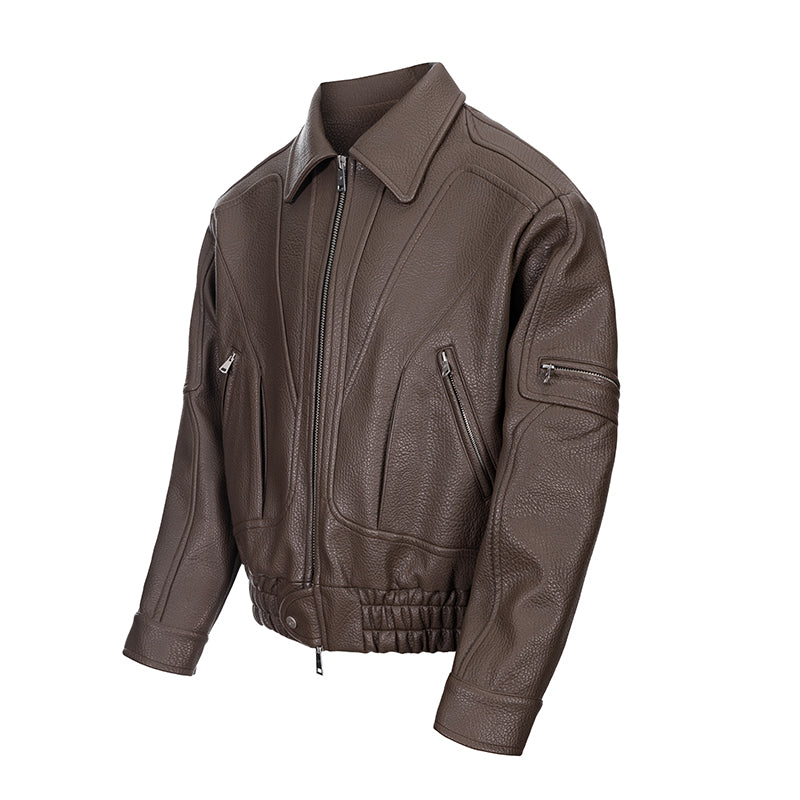 Troy Fan-Shaped Leather Jacket