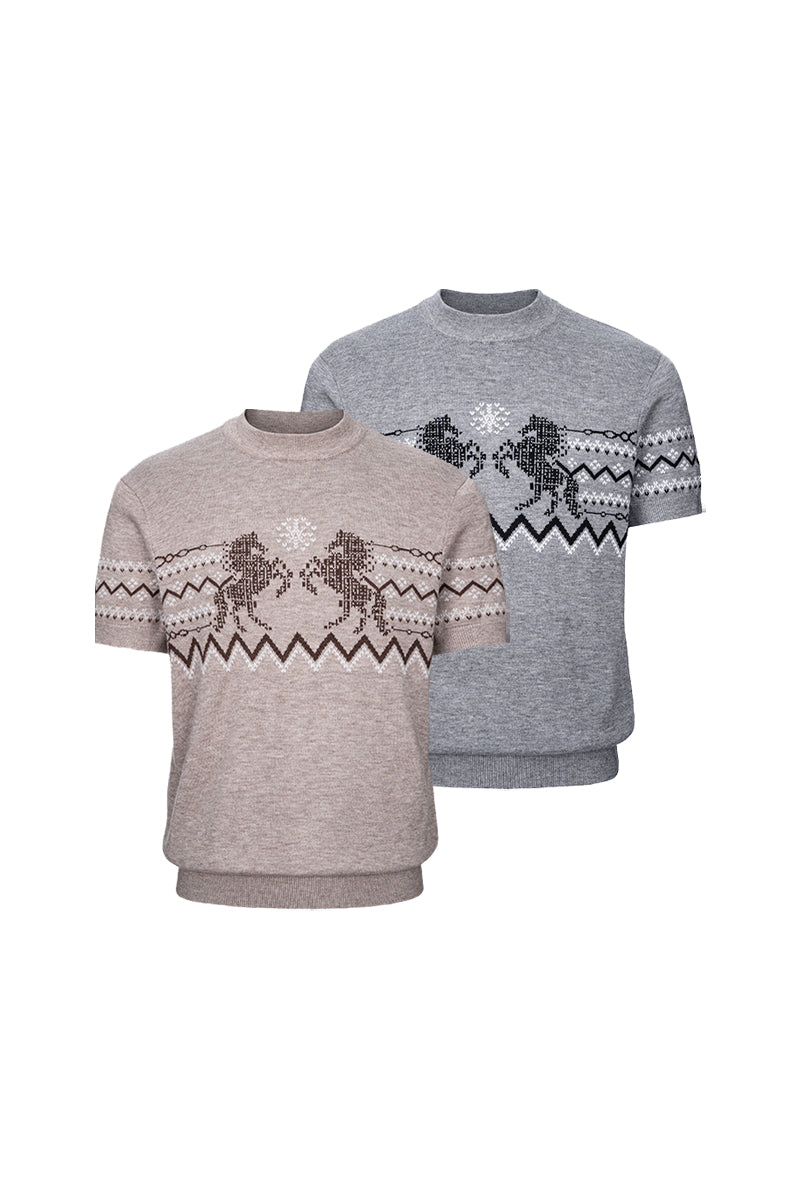 CATSSTAC Short-sleeve shirt with straight shoulders in a wool blend