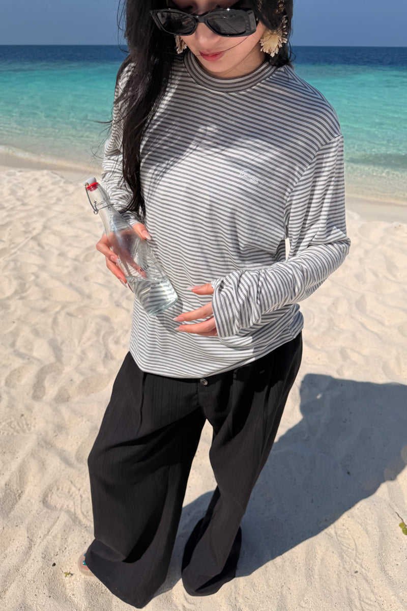 CATSSTAC Silk-cotton-wool striped base layer top