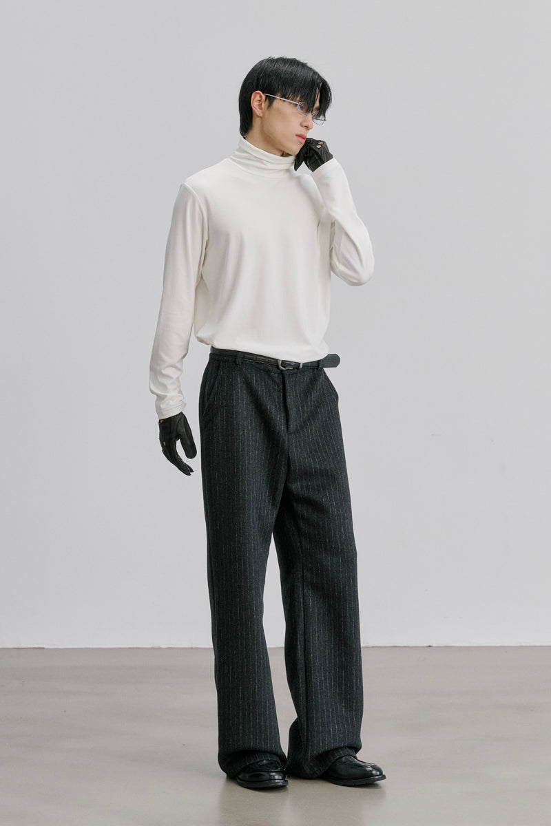 CATSSTAC Swallowtail 40% Wool Striped Straight-Leg Wool Trousers