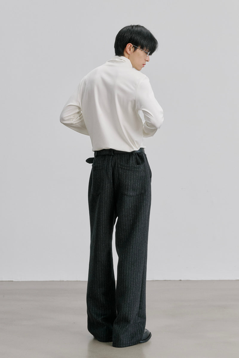 CATSSTAC Swallowtail 40% Wool Striped Straight-Leg Wool Trousers