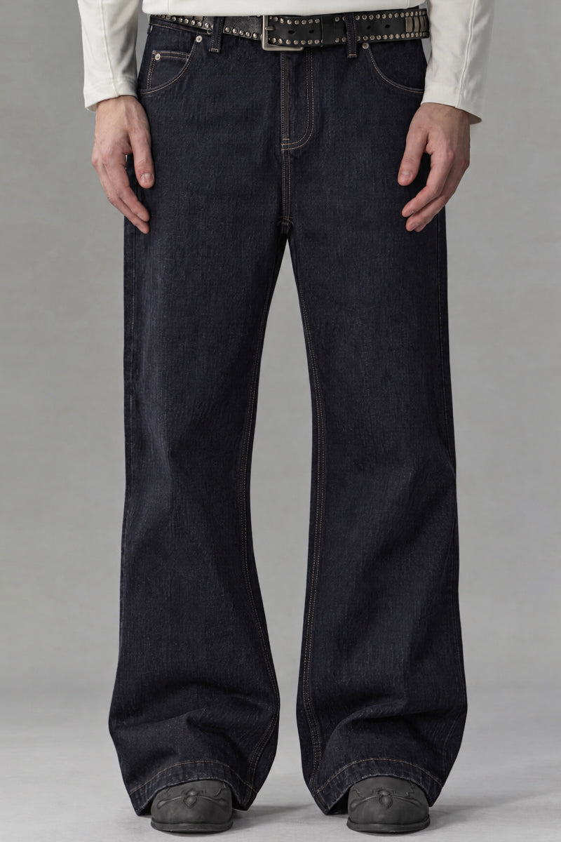 CATSSTAC Shadow Blade Raw Denim Fleece-Lined Wide-Leg Jeans