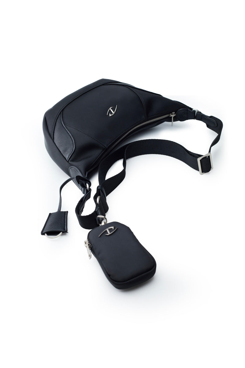 CATSSTAC Crescent Nylon & PU 2-in-1 Crossbody Bag